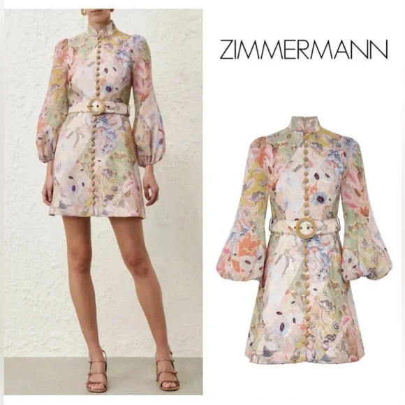 Zimmermann Women's Linen Floral Dress. Size 1 - Picture 4 of 10